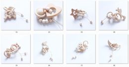 10pcs Baby Teether Rings Food Grade Beech Wood Teething Ring Teethers Chew Toys Shower Play Gym Chew Round Wooden Beads YE019