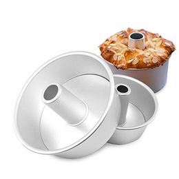 6 Inch Aluminium Alloy Round Hollow Chiffon Cake Mould Angel Food Cake Pan Baking Mould with Removable Bottom (6inch)