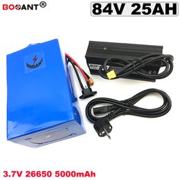 84V 25AH lithium ion battery Pack 26650 23S ebike Battery 84v electric bike battery 2000W +5A charger 30A BMS Free Shipping