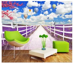 Wholesale-3D photo wallpaper custom 3d wall murals wallpaper Lavender pastoral scenery TV background wallpaper for walls 3d home decor