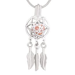 -Indischen Stil Silber Traumfänger Cage Anhänger Dreamcatcher Perlen Perle Käfig Anhänger Ätherisches Medaillon Für Halskette 5 stücke CP019