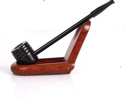 Black Sandalwood Pipe Ebony Flat Bottom Old Straight Pipe