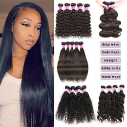 Sample Hair 8A Unprocessed Virgin Brazilian Hair Peruvian Body Straight Deep Water Curly Human Hair Weaves Bundles 1 Or 5 pieces 10-40inches