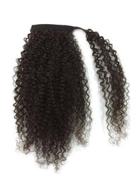 10A Natural Kinky curly human hair ponytail hairpiece wraps around natural curly ponytail for black women african american ponytail 160g