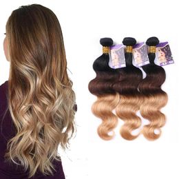 1B#/4#/27# Ombre Color Brazilian Human Hair Weave 3 Bundles Body Wave Hair Extensions 3Pcs/Lot and 100g/Pcs 12-26 Inch Length