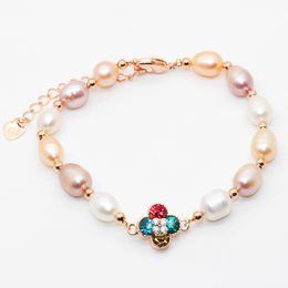 Natural Freshwater Pearl Bracelet 6-8mm Elliptical Natural Colour Pearl Bracelet for Surprise Gifts for Lovers
