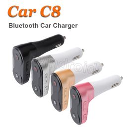 Cheapest Car C8 FM Transmitter MP3 Player Modulator Hands Free Wireless Bluetooth Car Kit with USB Car Charger Support TF U Disc Play 50pcs