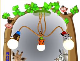 3 head E27 cartoon children's room chandelier bedroom lights cute monkey zebra creative lamps