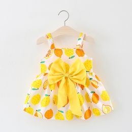 Baby Big Bowknot Clothes Lemon Design Baby Dress New Summer Cartoon Baby Girls Dress For 0-4 Y
