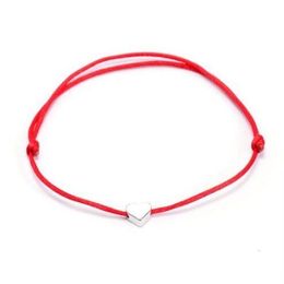 20pcs/lot Lucky Silver Heart Bracelet For Women Children Red String Adjustable Bracelet DIY Jewellery