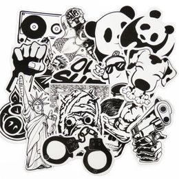 101 Pcs Black and White Sticker Snowboard Car Styling Sleigh Box Luggage Fridge Toy Vinyl Decal Home decor DIY Cool Stickers268r