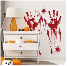 Halloween wall sticker horror door stickers window stickers window glass ornaments pumpkin footprints blood handprint stickers