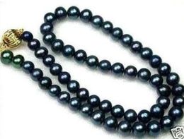 Natural Charming!7-8mm Black Akoya Cultured Pearl Necklace 18"