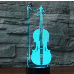 3D LED Illusion Night Light Lamp Amazing Cello Violoncello Music 7 Colours Light Bedroom Sleeping Christmas Decoration #T56