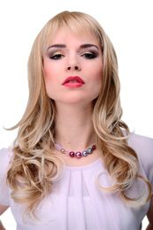 Elegant Wig Blonde Strawberry - Platinum Wavy Fringe 55cm 3001-27t613