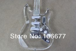 Free Shipping New Arrival Top Quality Acrylic Guitar F ST Custom 4 Kinds of LEDs Electric Guitar Factory Guitar