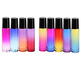 10ML Roll on Empty Cosmetic Containers Gradient Colour Thick Glass Perfume Bottle For Travel Portable SN1293
