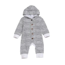 Baby Boy Clothes 2018 Brand New Infant Toddler Newborn Baby Boy Girl Romper Striped Jumpsuit Hooded Long Sleeve One-pieces Outfit Cotton