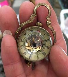 CHINESE OLD BRASS GLASS Pocket Watch BALL Clock