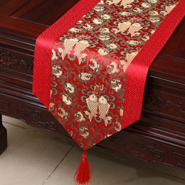Lucky Flower Short Long Chinese Silk Coffee Table Runner Home Decoration Christmas Table Mat Small Satin Jacquard TableCloth Party 150x33 cm