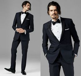 New Best Selling Black Mens Wedding Suits Custom Made Slim Fit Wedding Groom Tuxedos For Men Groom Suits Bridegroom (Jacket+Pants+Bow Tie)