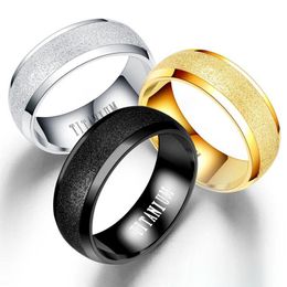 New Fashion Titanium Steel Ring High Quality Black Rose Gold Silver Colour Wedding engagement Frosted Rings for Women