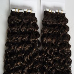 kinky Curly Human Hair Extensions Tape in Hair 40 pieces Tape In Human Hair Extensions 100G