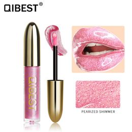 QIBEST Brand Lip Make Up Diamond Glitter Waterproof Lipgloss Long Lasting Moisturizer Shimmer Nude Lipstick Liquid Makeup