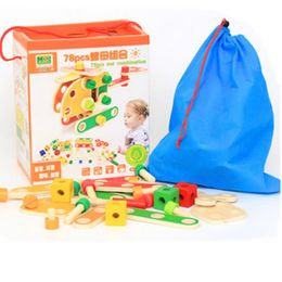 Free shipping Children Puzzle Building Blocks Wooden Variety Screws Nuts Car assembly combination Disassembly Boy toys