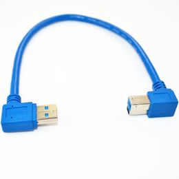-1Ft USB 3.0 Un enchufe macho 90 grados en ángulo recto al cable USB 3.0 B macho en ángulo recto