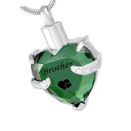 Fashion Birthstone Jewellery Brothers Cremation Urn Necklace for Ashes Urn Jewellery stainless steel Memorial Pendant with Fill Kit