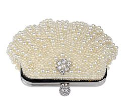 Evening Bags 3 Colors Pearl Beading Wedding Hand Bag Crystal Bridal Clutch Rhinestone Champagne Brial Handbag Bridesmaid Girl Handbag