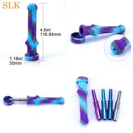 Silicone Pipes NC with Stainless Steel Tip & Quartz Tip Dab Straw Oil Rigs Silicone Smoking Pipes glass pipe smoking accessories dab rig 710