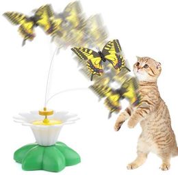 1pcs intelligent electric rotating Colourful butterfly dog trainning funny cat toys pet birds head toy cat kitten dog cat scratch