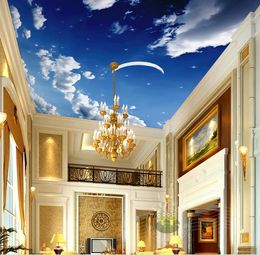 Customization Crescent star 3D Ceiling Mural Wallpaper Hotel Living Room European Style Decor Luxury Wallpaper