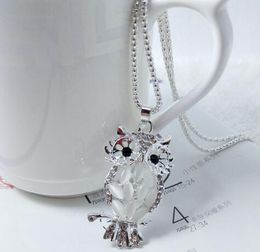 hot new Europe and the United States new popular female owl opal long necklace fashion classic delicate