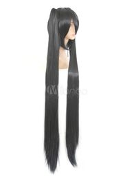 Cosplay Vocaloid Black Curly Long Straight With Two Ponytails Wig 100cm