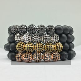 CZ0018 On Sale Top Grade Zircon Bead Bracelet High Quality Matte Black Onyx Bracelet Men`s Bohemia Style Bracelet Wholesale