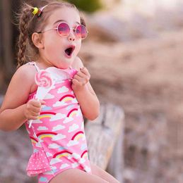 WUAI Baby//Toddler Girls Swimsuit One Piece Swimwear Sleeveless Ruffled Dot Printed Bikini Beachwear
