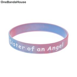 1PC Sister and Brother of an Angel Silicone Rubber Wristband Adult Size Family Gift Swirl Colour