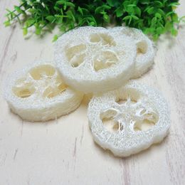 about 6-7 5cm in diameter is about 1 9cm round 150PCS Lot Natural Loofah Luffa Loofa Pad Spa Bath Facial Soap Holder Drop314E
