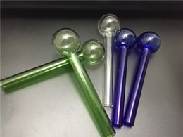 2PCS Thick Straight GLASS Pyrex Oil Burner Pipe Clear Glass steamroller tobacco pipe Tube Bubbler pipe Glass Handle Pipes 20CM 50mm