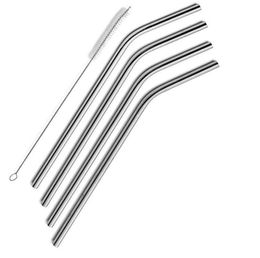 Free Combination!! Customised Bag Packing 4+1 Reusable Stainless Steel Drinking Straws Set Metal Straws Set with Cleaning Brush SN1597