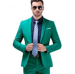Brand New Green Slim Fit Men Wedding Tuxedos High Quality Groom Tuxedos Notch Lapel One Buttons Men Blazer 2 Piece Suit(Jacket+Pants+Tie)892