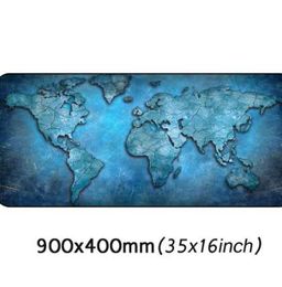 Vintage World Map Gaming Mouse Pad with Stitched Edges Non-Slip Rubber Base Extended XXL Mousepad Computer PC Keyboard 900*400mm