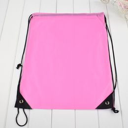 Wholesale polyester fabric handbag pure candy color solid foldable reusable shopping bags new style drawing bags customize logo DIY bag