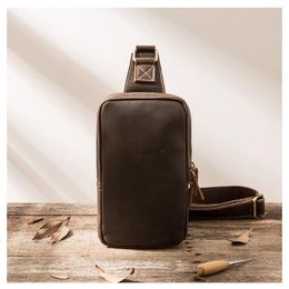 Genuine Leather handmade fashion men sling bag cross body messenger bags 4 Colours outdoor women waist bag pack