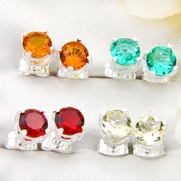 4 piece/lot Free Shipping-fashion blue Brazilian Citrine crystal 925 sliver Jewellery stud earring Charm factory price