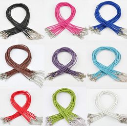 100pcs Leather Braid Rope Hemp Cord Necklace Cord String Rope Chain Clasp for Jewelry Making findings