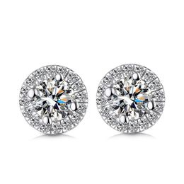 9K,14K,18K Gold Stud Round Shape Group Setting D/F Colour VVS Clarity Moissanite Stone Earring Beautiful Forever Brilliant